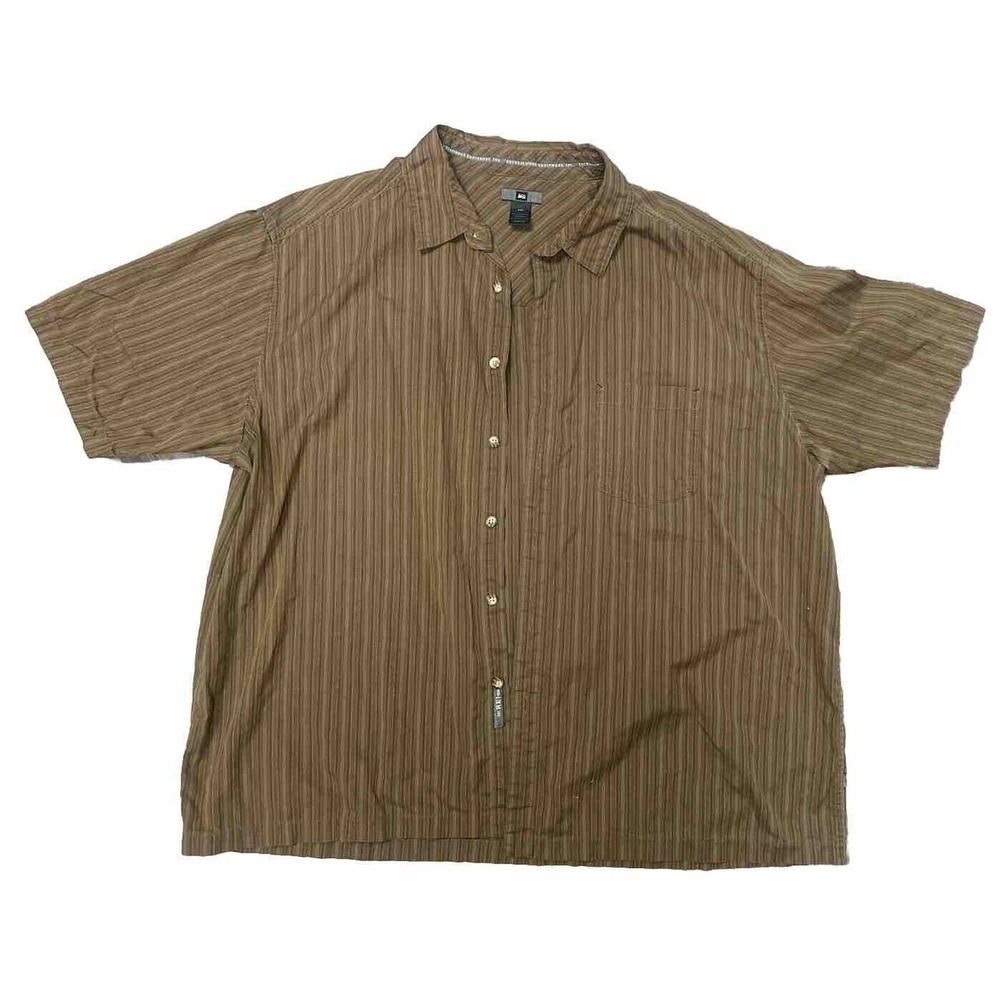 REI Brown Plaid Short Sleeve Casual Button Up Shirt Adult‎ Size XXL